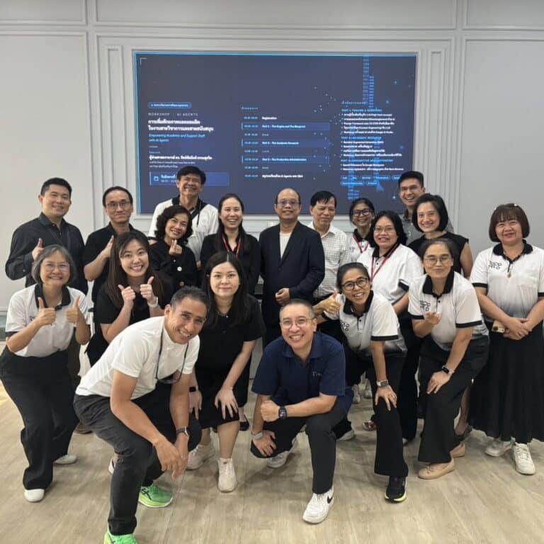 Group photo of speaker and participants at the “Empowering Academic and Support Staff with AI Agents” program